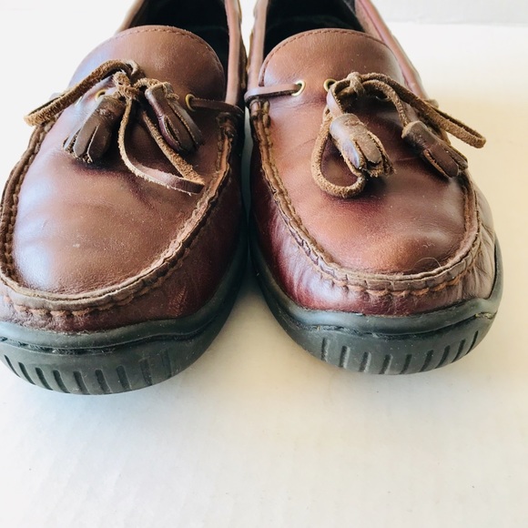 Bass Brown Loafer Leather Slip On W/tassels - Picture 2 of 6